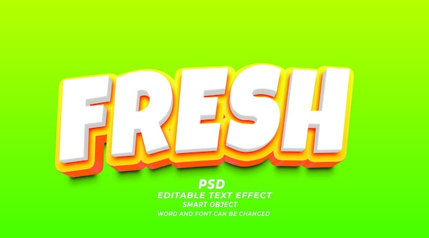 Свежий 3d редактируемый текстовый эффект Photoshop PSD шаблон