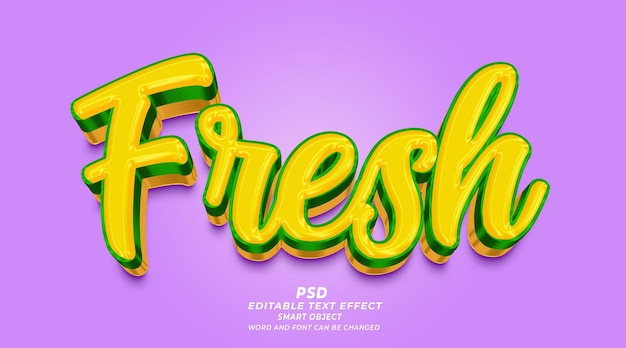 Fresh 3d editable text effect photoshop style with background