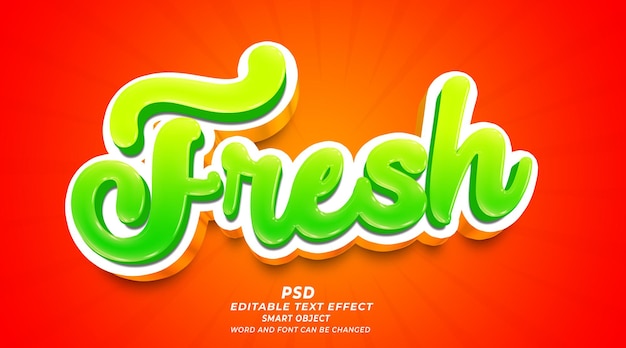 PSD fresh 3d editable text effect photoshop template with background