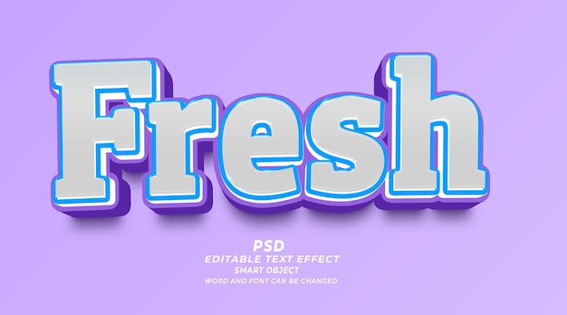 Fresh 3d editable text effect psd template smart object