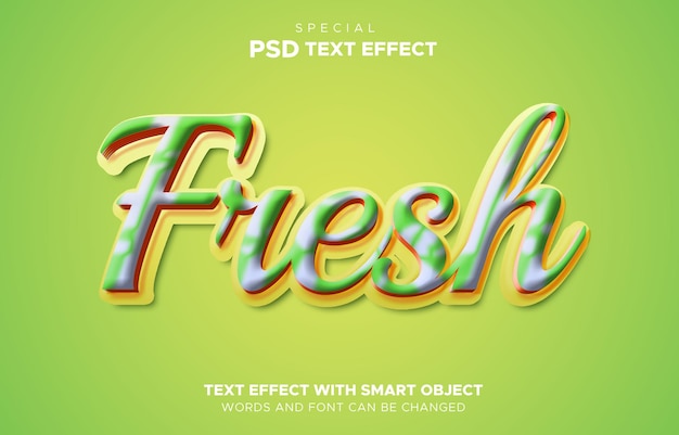 PSD 新鮮な 3 d 編集可能なテキスト効果スマート オブジェクト