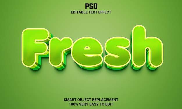 Fresh 3d editable text effect with background Premium Psd
