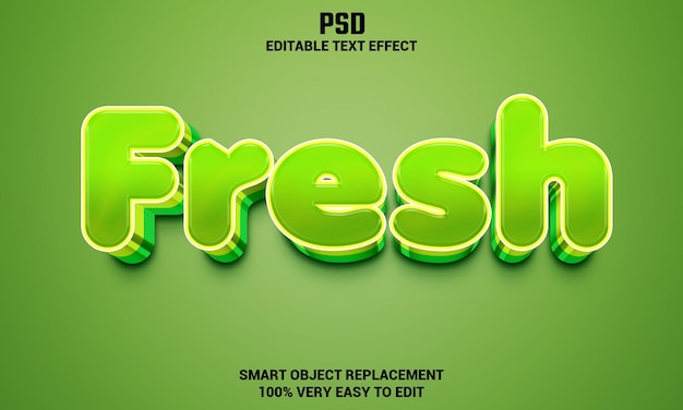 Fresh 3d editable text effect with background premium psd