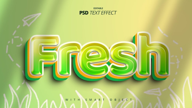 PSD fresco 3d estate verde effetto testo modello modificabile designn