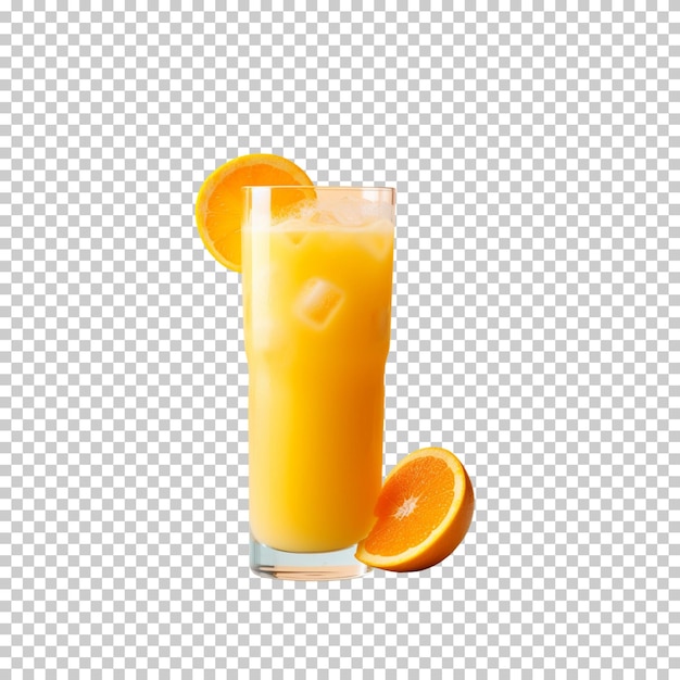 PSD 신선하고 차가운 오렌지 주스는 투명한 배경에 고립 된 유리에 있습니다.