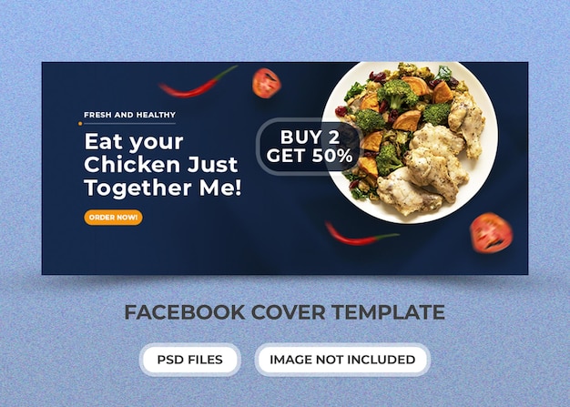 新鮮で健康的な食品のウェブバナーとfacebookカバーテンプレートプレミアムpsd