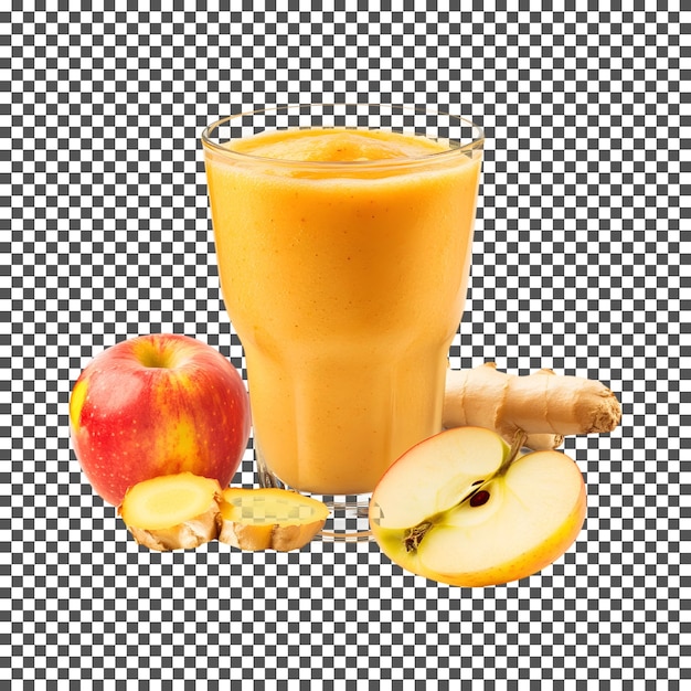 fresh apple ginger smoothie isolated on transparent background