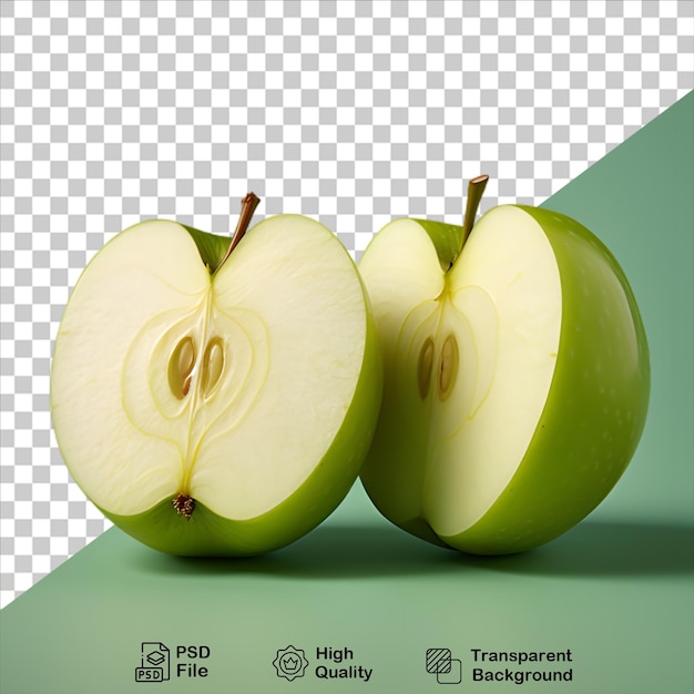 PSD Свежие кусочки яблок, выделенные на прозрачном фоне, включают png filel