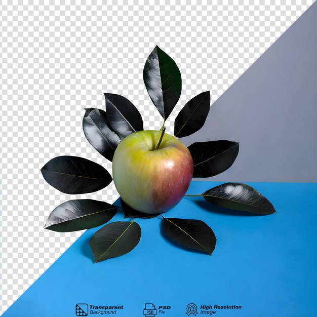 PSD 透明な背景に葉が隔離された新鮮なリンゴ