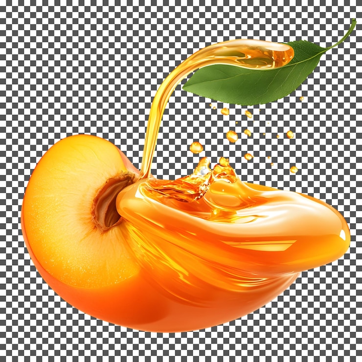 PSD fresh apricot extract isolated on transparent background