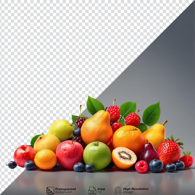 PSD fresh assortment of fruits isolated on transparent background