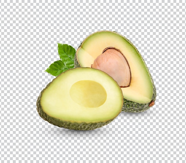 Fresh avocado with leaves isolated Premium PSD
