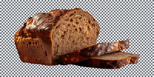 Fresh baked bread with slices isolated on a transparent background