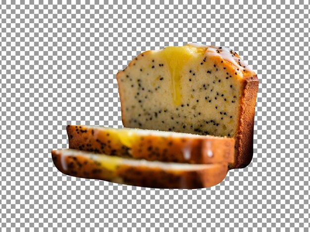 PSD fresh baked lemon poppy seeds bread loaf isolated on transparent background