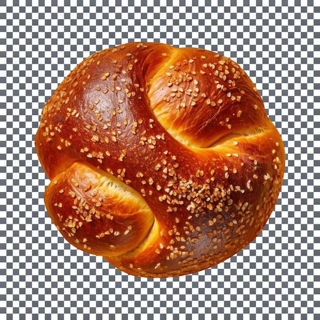 Fresh baked pretzel bread isolated on transparent background