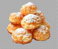 PSD fresh and beautiful coconut cream puffs isolated on transparent background