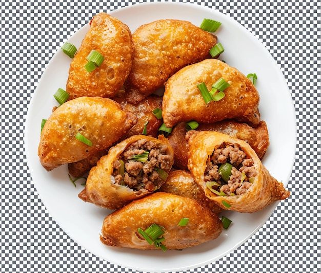 Fresh and beautiful deep fried bean fritters stuffed isolated on transparent background