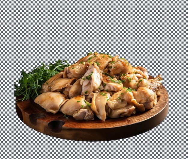 PSD fresh and beautiful steamed chicken pieces isolated on transparent background