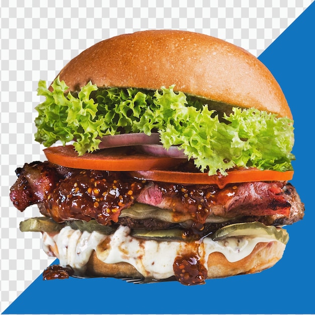Fresh beef burger isolated on transparent background PNG