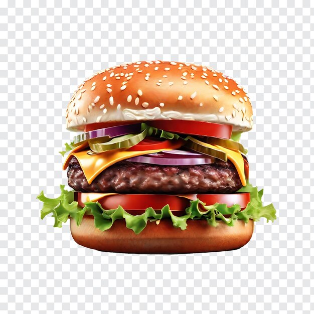 PSD fresh beef burger isolated on transparent background