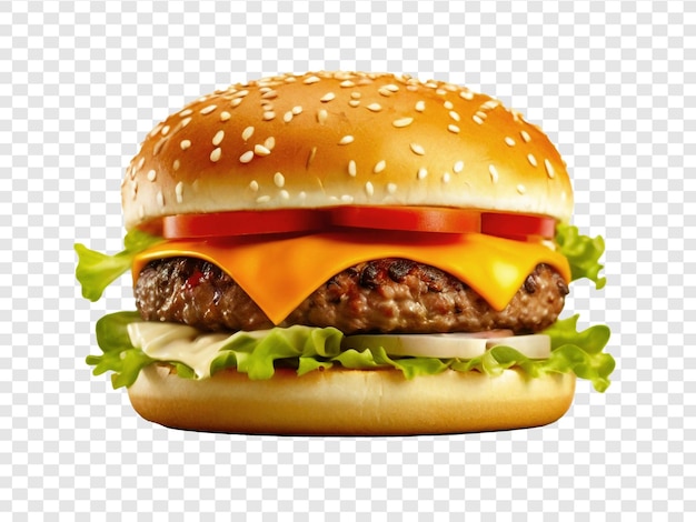 PSD fresh beef burger isolated on transparent background