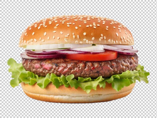 Burger di manzo fresco isolato su sfondo trasparente