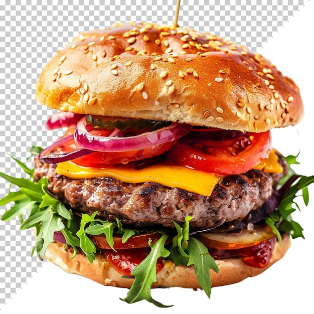 PSD hamburger di manzo fresco, hamburger di verdure di manzo fresco, giorno di hamburger isolato su uno sfondo trasparente