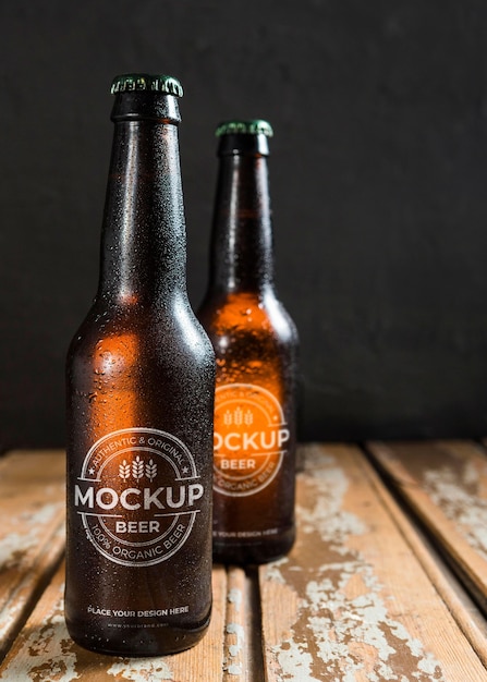 PSD fresh beer in a bottle mock-up arrangement