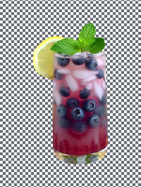fresh blueberry cocktail glass isolated on transparent background