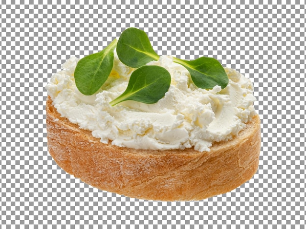 Fresh bread with cream cheese isolated on transparent background