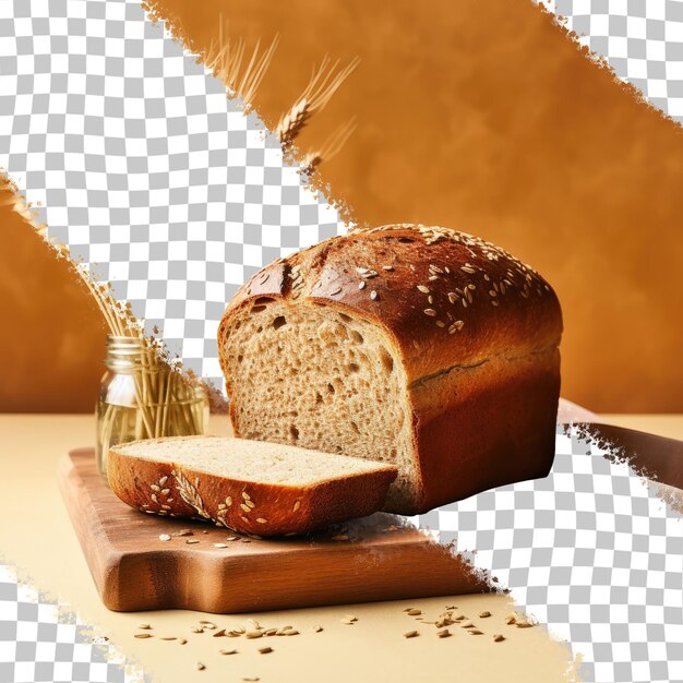 Fresh brown grain bread isolated on a transparent background