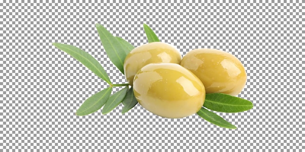 PSD fresh bunch of green olives isolated on transparent background