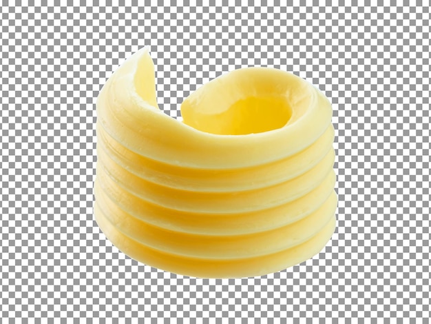 Fresh butter curl roll on transparent background