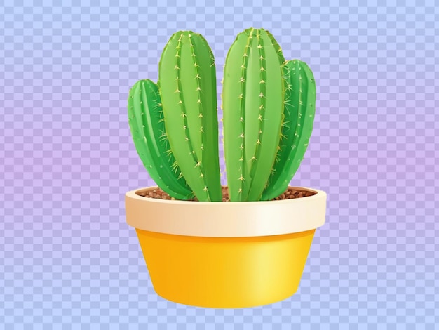 Fresh cactus in pot with transparent background