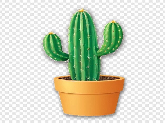 PSD fresh cactus in pot with transparent background