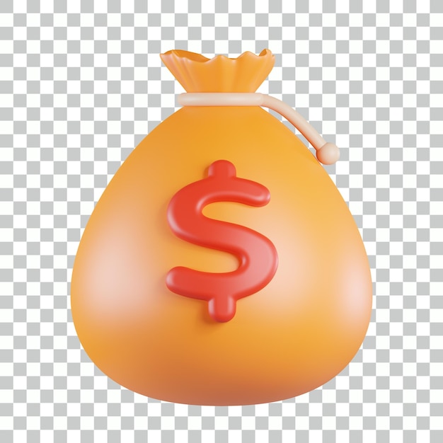 PSD fresh cash money bag 3d icon