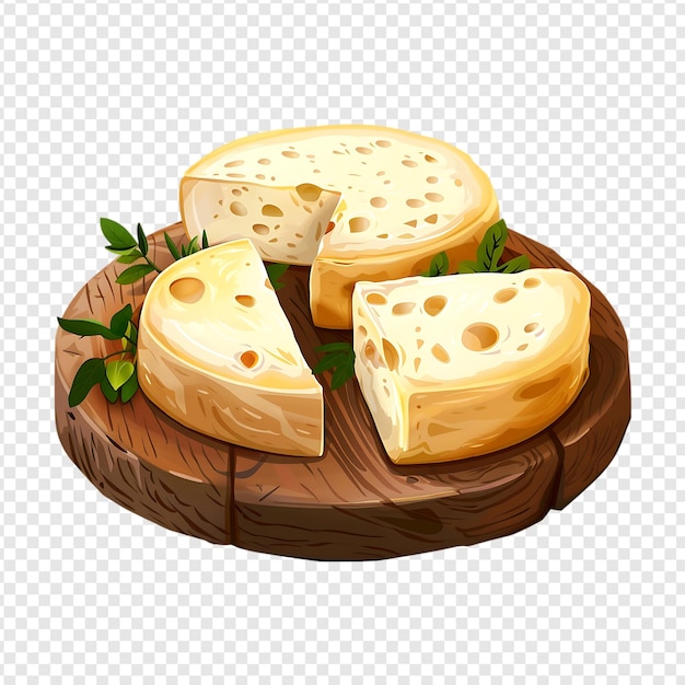 fresh cheese slice isolated on a transparent background by ai generative