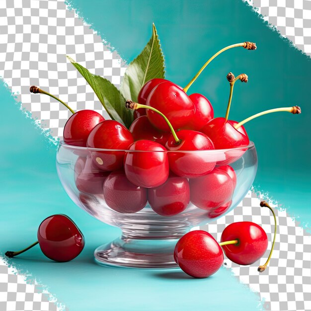 Fresh cherries on a transparent background symbolizing healthy food