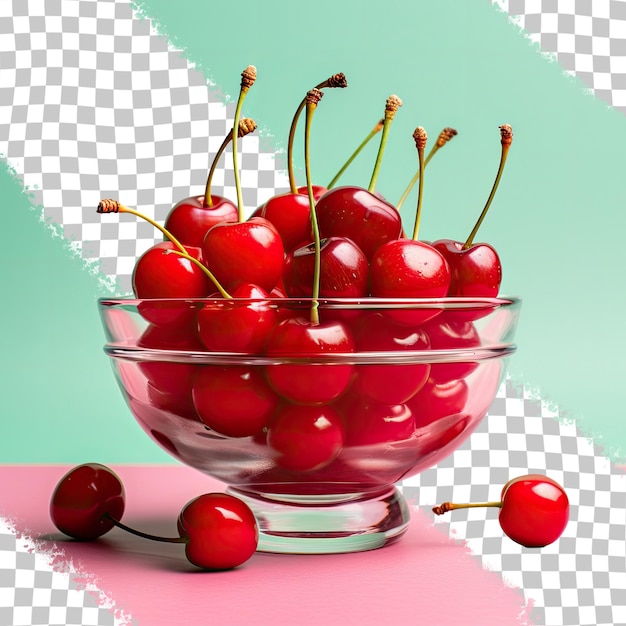 fresh cherries on a transparent background symbolizing healthy food