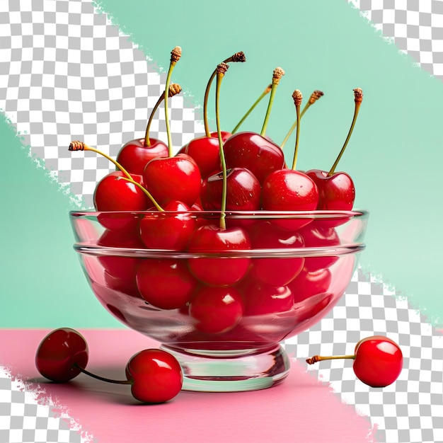 Fresh cherries on a transparent background symbolizing healthy food