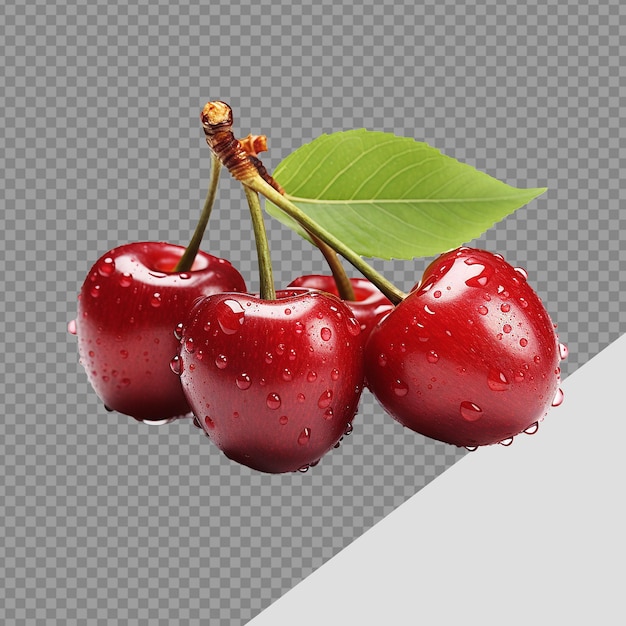 PSD fresh cherry png isolated on transparent background