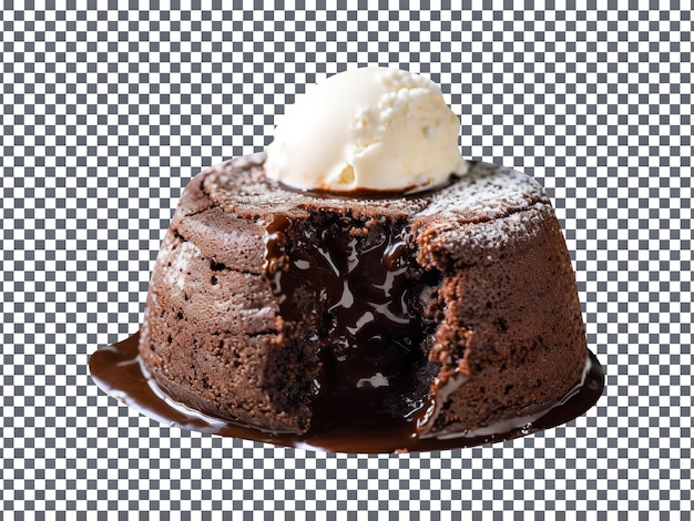 Fresh chocolate lava cake isolated on transparent background