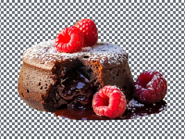 PSD torta di lava al cioccolato fresca isolata su sfondo trasparente
