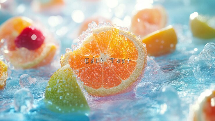 PSD fresh citrus fruits in water