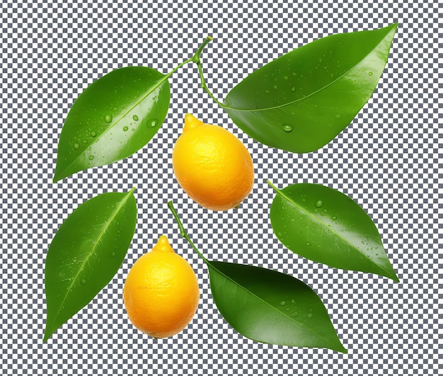 PSD fresh citrus with leaves isolated on transparent background