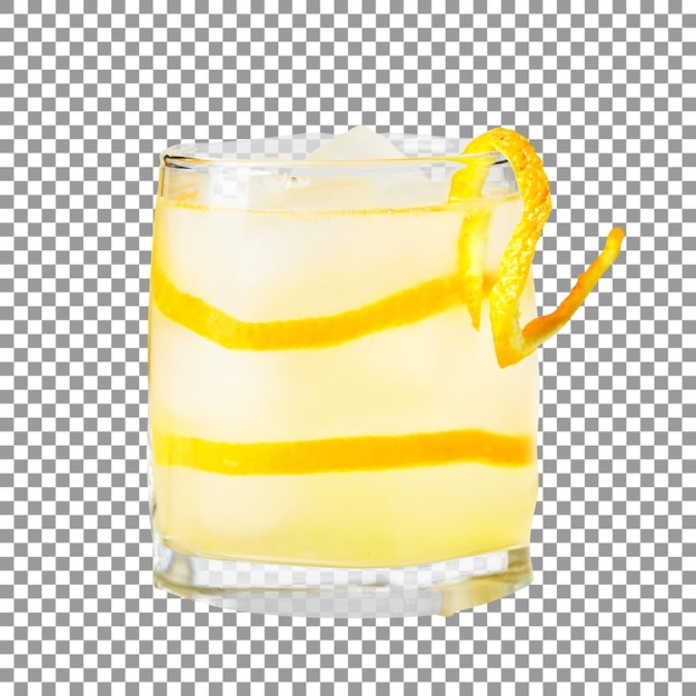 PSD fresh cocktail with lemon zest isolated on transparent background