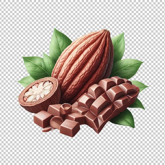 PSD fresh cocoa bean isolated transparent background ai generative