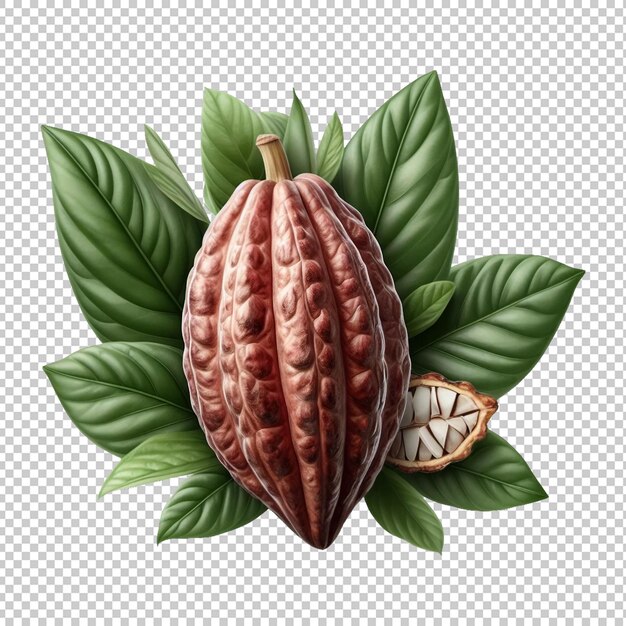 PSD fresh cocoa bean isolated transparent background ai generative