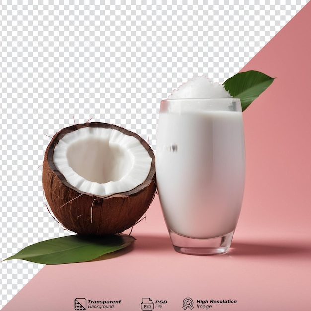 PSD fresh coconut and milk on a transparent background isolated