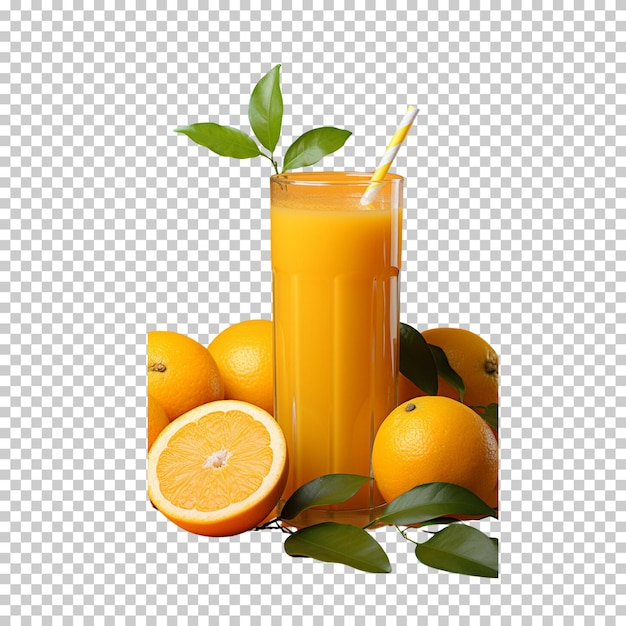 PSD fresh and cold orange juice in glass isolated on transparent background